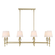 Uttermost Arques 8-light linear chandelier with white and gold finish, featuring modern design and elegant lighting details.