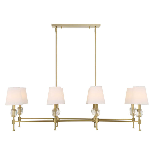 Arques - 8 Light Linear Chandelier - White / Gold