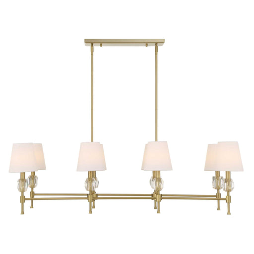 Uttermost Arques 8-light linear chandelier with white and gold finish, featuring modern design and elegant lighting details.