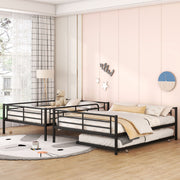 Steel construction bunk bed by DreamHaus with sturdy metal frame and twin beds, ideal for space-saving sleeping arrangements.