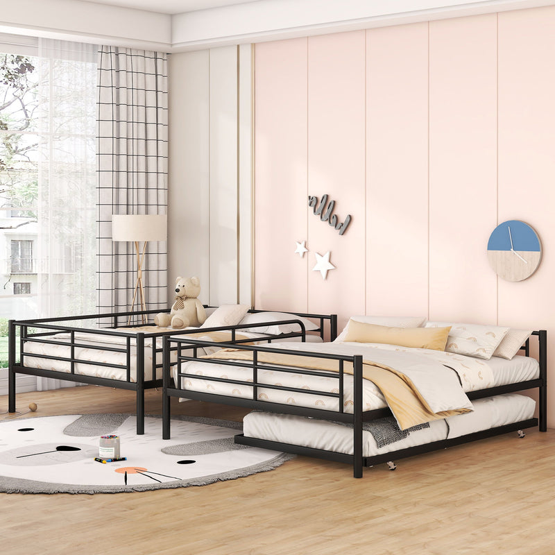 Steel construction bunk bed by DreamHaus with sturdy metal frame and twin beds, ideal for space-saving sleeping arrangements.