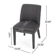 Set of two Noble House modern dining chairs with durable fabric upholstery and sturdy wooden frames, shown from a side angle.