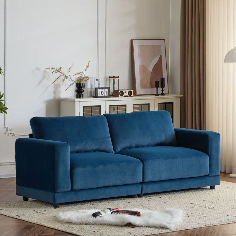 Modern Square Arm Sofa With Soft Fabric Upholstery, Deep Cushions - R&R Furniture Gallery (Fountain Valley, CA)