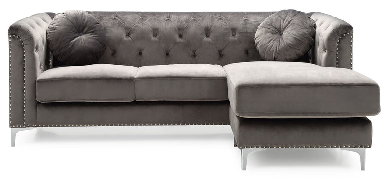 Glory Furniture soft micro suede sofa chaise in a stationary sectional with plush cushions and a modern design.