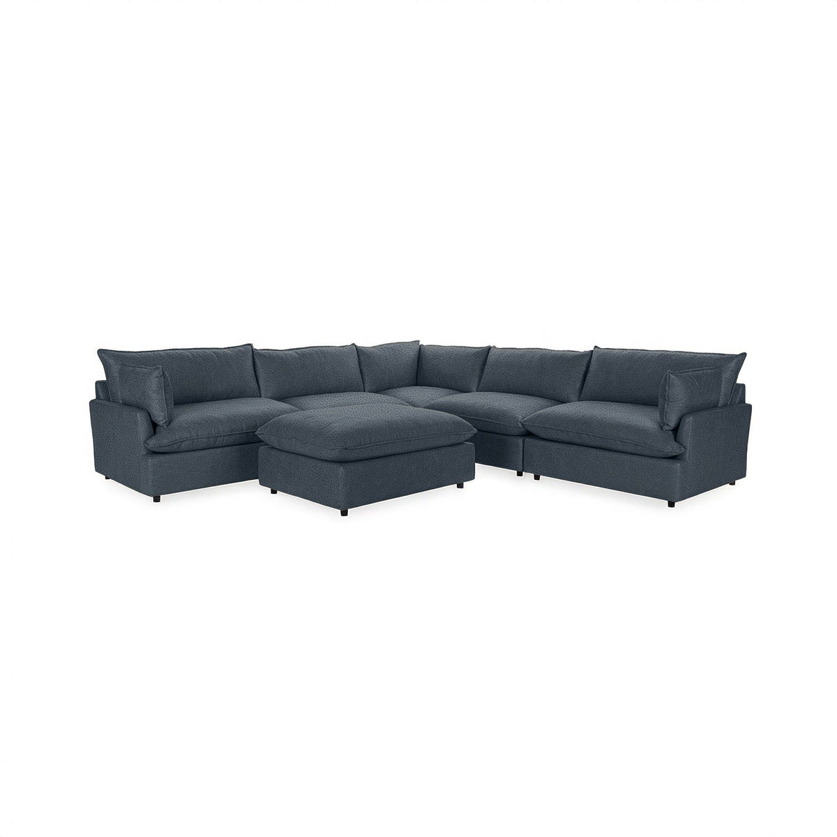 Classic Home Caplan 6-piece modular sectional with ottoman, modern living room set featuring plush cushions and versatile seating options.