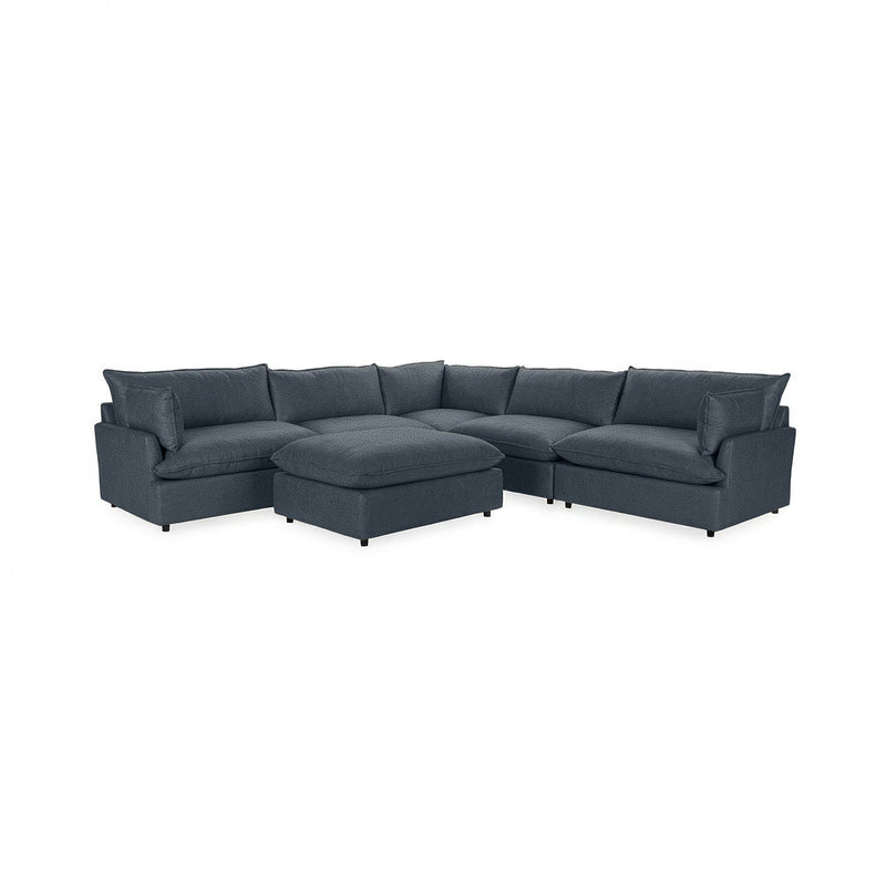 Classic Home Caplan 6-piece modular sectional with ottoman, modern living room set featuring plush cushions and versatile seating options.