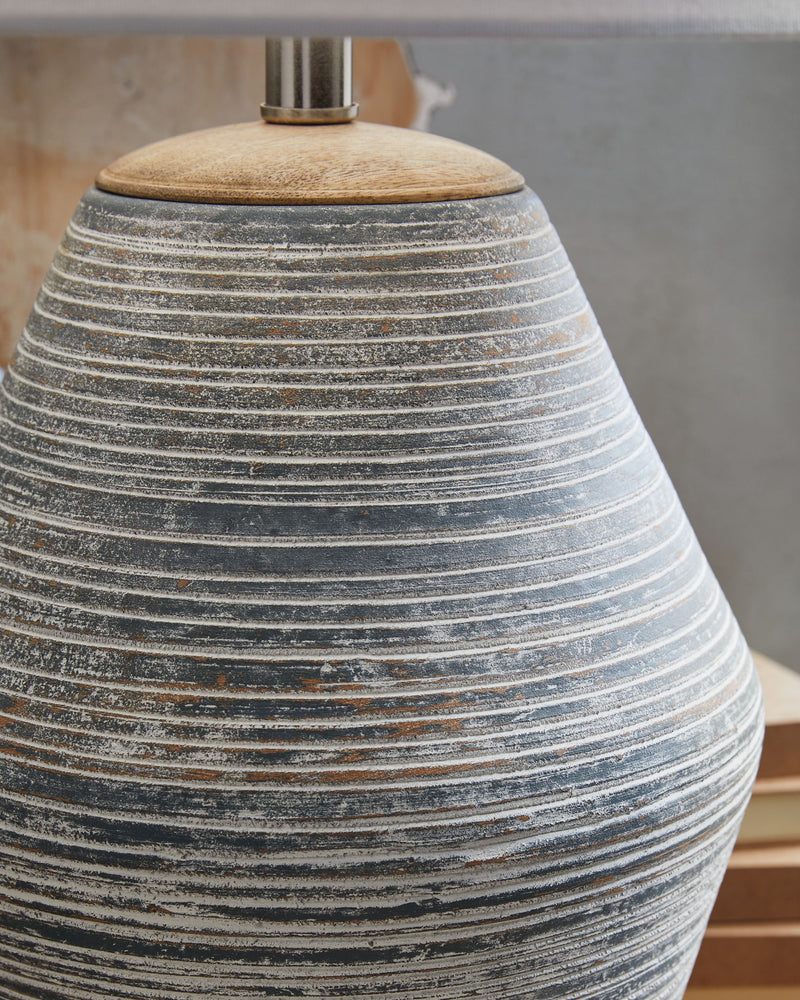 Lawrock - Terracotta Table Lamp - Antique Blue - R&R Furniture Gallery (Fountain Valley, CA)