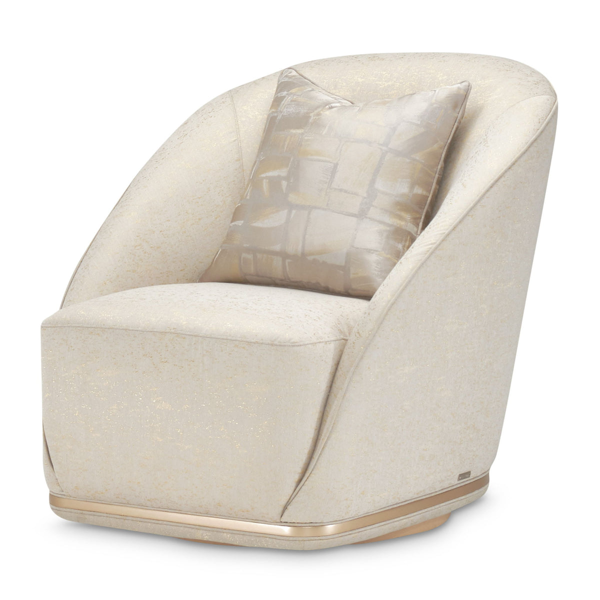 Michael Amini La Rachelle swivel chair with plush upholstery and stylish design, showing a comfortable, modern seating option.