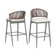 Outdoor Bar Height Metal Frame Counter Stools With Scallop Shaped Backrest & Water Resistant Cushions - R&R Furniture Gallery (Fountain Valley, CA)