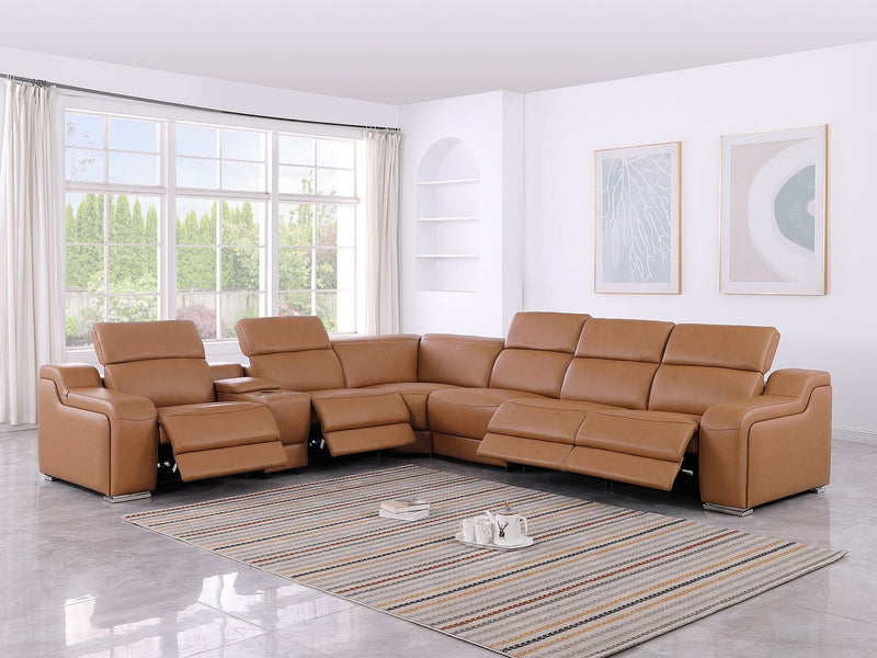 1116 - 7-Piece L-Shaped Sectional Sofa In With 4 Power Recliners & Power Headrests