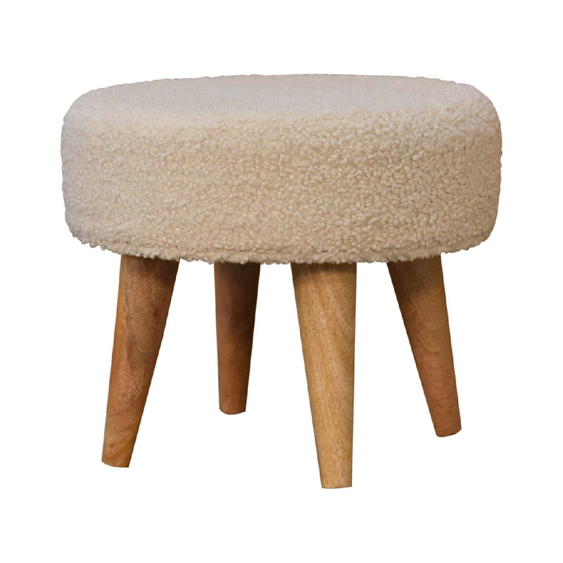 Petite Footstool - Cream / Brown - R&R Furniture Gallery (Fountain Valley, CA)