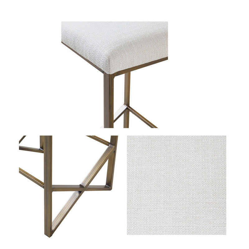 Backless Upholstered Counter Stool With Padded Seat - Ivory / Bronze - R&R Furniture Gallery (Fountain Valley, CA)