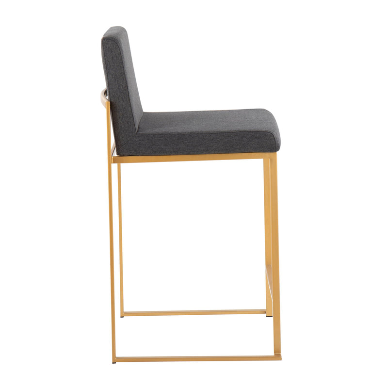 Lumi Source Fuji contemporary high back counter stool with sleek design, wooden legs, and stylish black upholstery.