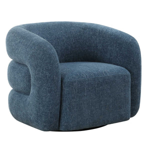 Junie - Swivel Barrel Chair - Blue