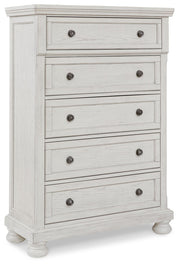 Robbinsdale Signature Design by Ashley® 6-piece sleigh bed bedroom set with matching nightstands and dresser in a classic style.