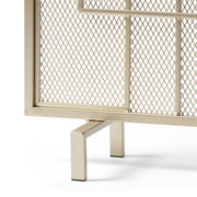 Modern single panel iron fireplace screen with decorative design, by Noble House, for safety and style in front of a fireplace.
