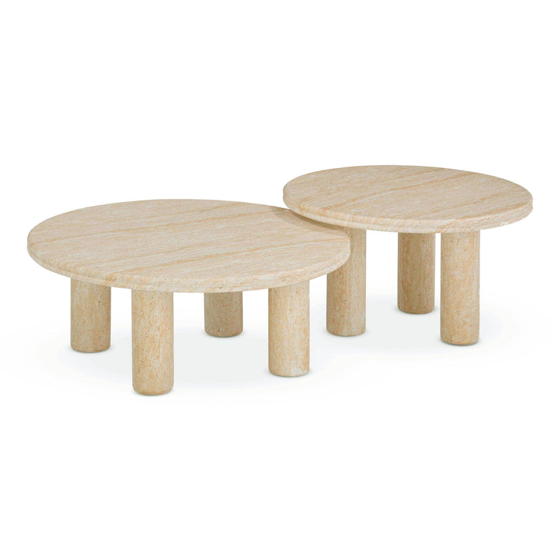 Amora - Indoor / Outdoor Nesting Accent Tables (Set of 2) - Travertine - R&R Furniture Gallery (Fountain Valley, CA)