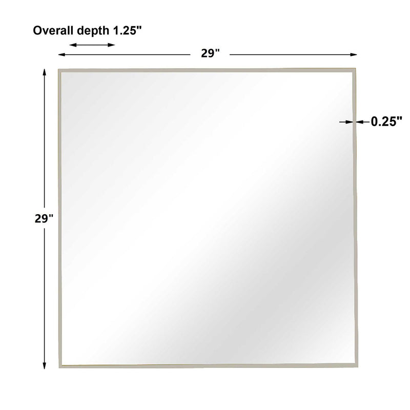 Uttermost Alexo square wall mirror with sleek frame, reflecting modern home decor style.