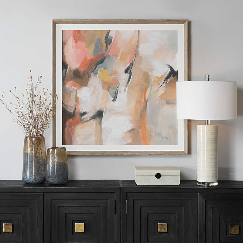 Uphill - Framed Abstract Print - Light Brown