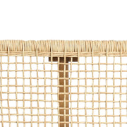 Noble House Angie outdoor bench with acacia wood frame and faux rattan seat, teak finish for garden or patio seating.
