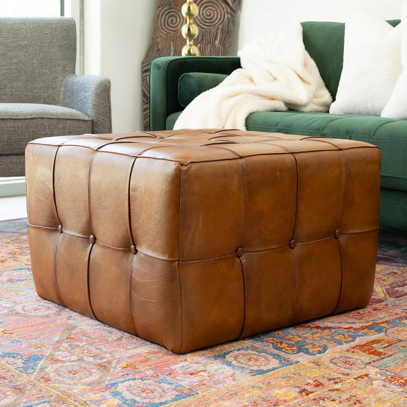 Benjiro - Square Ottoman - Tan - R&R Furniture Gallery (Fountain Valley, CA)