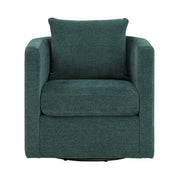 Sutton - Swivel Barrel Chair - Peacock - R&R Furniture Gallery (Fountain Valley, CA)
