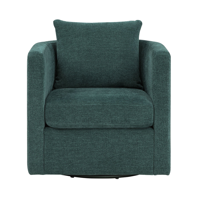 Sutton - Swivel Barrel Chair - Peacock - R&R Furniture Gallery (Fountain Valley, CA)