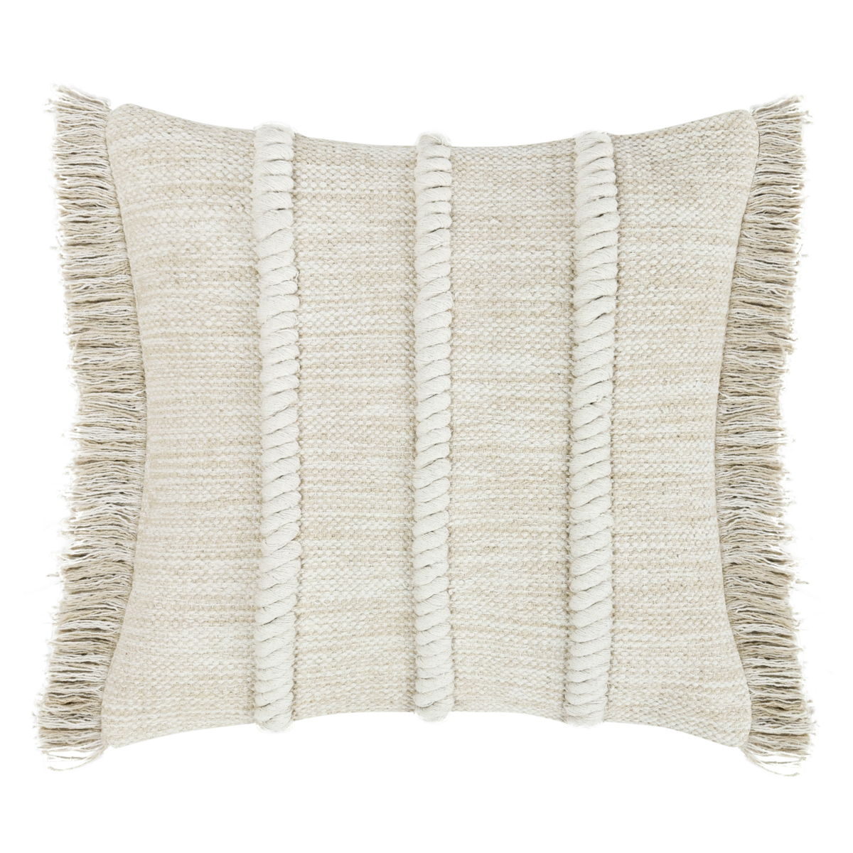 Natural-colored Lucera 22x22 inch accent pillow by Classic Home, showcasing soft fabric and stylish design for home decor.