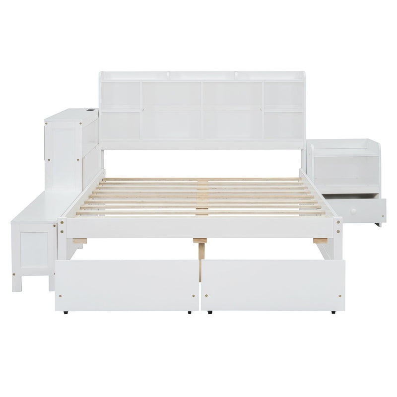 Platform Bed With Multi Functional Storage Space, Nightstand, 2 Drawers, USB Ports And Desk - R&R Furniture Gallery (Fountain Valley, CA)