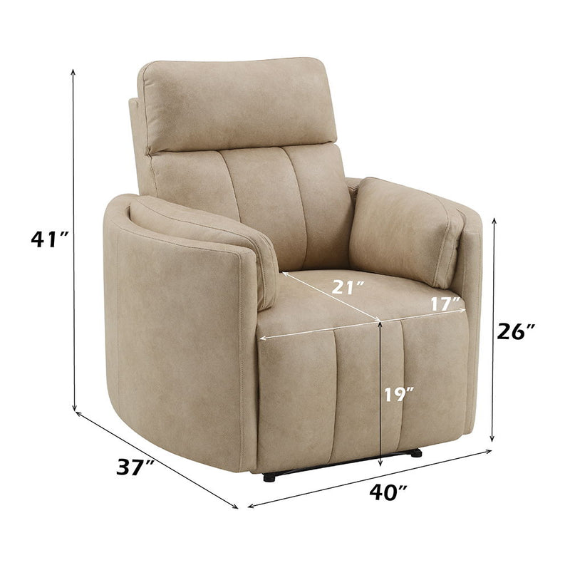 Elison - Motion Glider Recliner With Swivel - Dark Beige Polish Microfiber - R&R Furniture Gallery (Fountain Valley, CA)