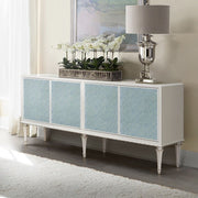 Ansaldo - Console Cabinet - Pearl White & Silver Shimmer - R&R Furniture Gallery (Fountain Valley, CA)