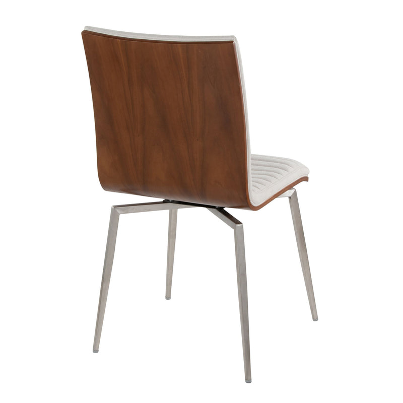 Lumi Source Mason contemporary dining chair set with swivel seats, showcasing sleek modern design and comfortable curved backrests.
