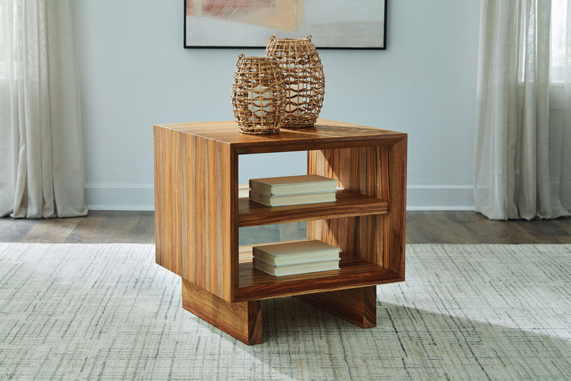 Dressonni - Square End Table - Brown - R&R Furniture Gallery (Fountain Valley, CA)