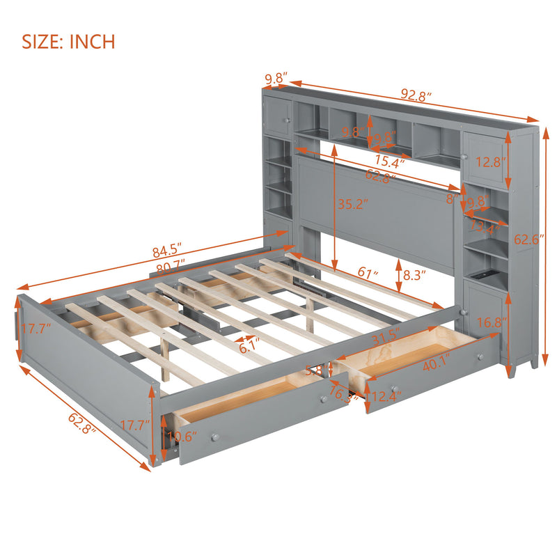 DreamHaus cabinet bed with integrated shelf, storage cabinet, and built-in sockets, showcasing its multifunctional design.