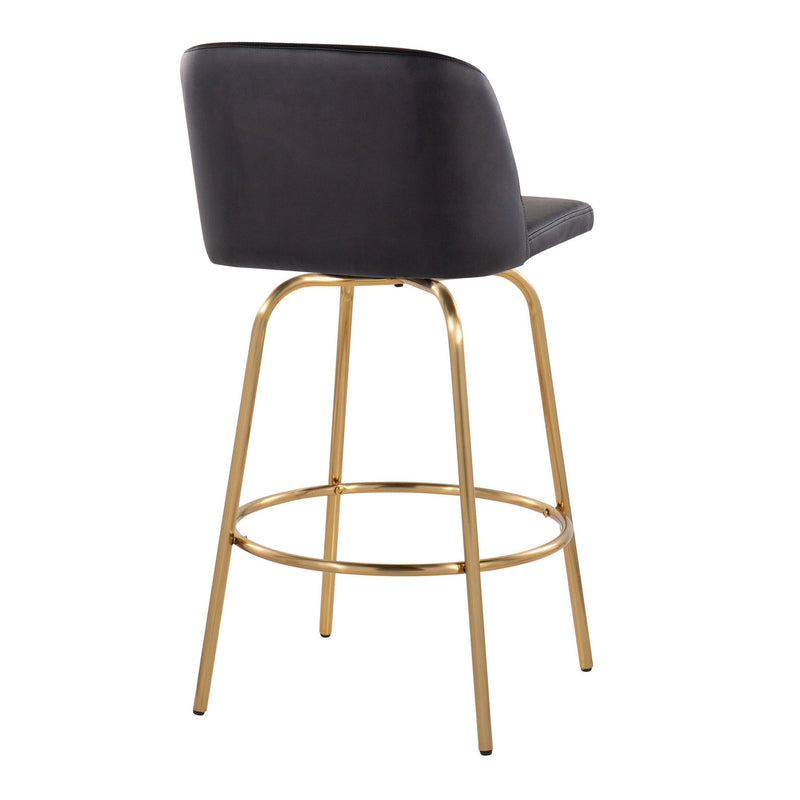 Toriano - Contemporary, Fixed Height Counter Stool With Swivel With Round Footrest (Set of 2) - R&R Furniture Gallery (Fountain Valley, CA)