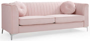 Delray micro suede stationary sofa by Glory Furniture with plush cushions and modern design, shown in a cozy living room setting