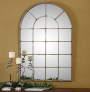 Uttermost Barwell Arch Pearl Silver wall mirror with an elegant arched design and silver finish, suitable for modern interior decor.