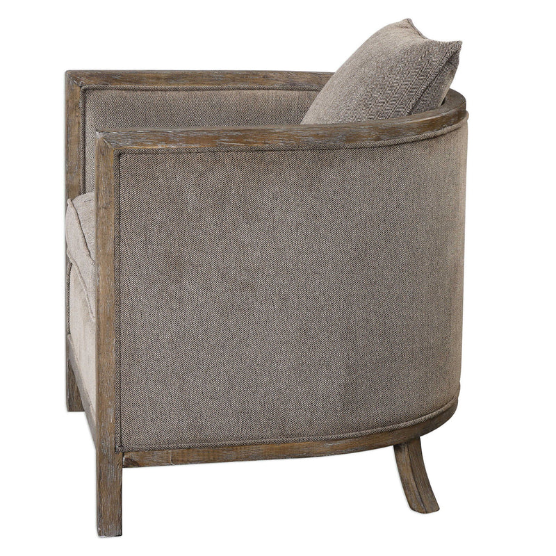 Gray Viaggio Chenille Accent Chair by Uttermost with plush upholstery and modern design, perfect for living room or bedroom decor.