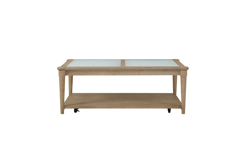 Frosted Glass Top Cocktail Table With Casters - Sand - R&R Furniture Gallery (Fountain Valley, CA)