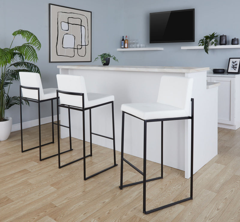 Lumi Source Fuji contemporary high back barstool with elegant design, featuring sleek modern style and plush seating.