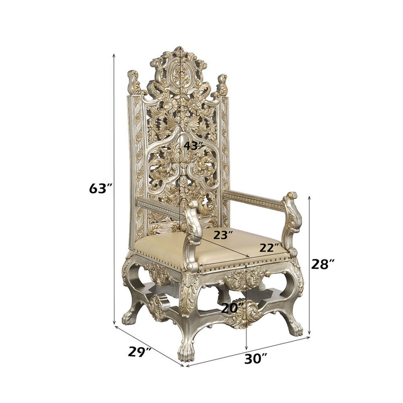 Danae - Arm Chair (Set of 2) - Synthetic Leather , Champagne & Gold - R&R Furniture Gallery (Fountain Valley, CA)