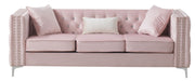 Glory Furniture Paige stationary sofa with plush cushions and neutral upholstery, ideal for modern living room decor.