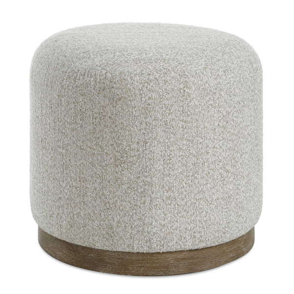 Handcrafted Wood Base Accent Stool - Warm Brown / Off-White
