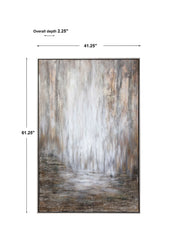 Hand-painted abstract canvas art titled Desert Rain in pearl silver by Uttermost, showcasing a modern, textured design.