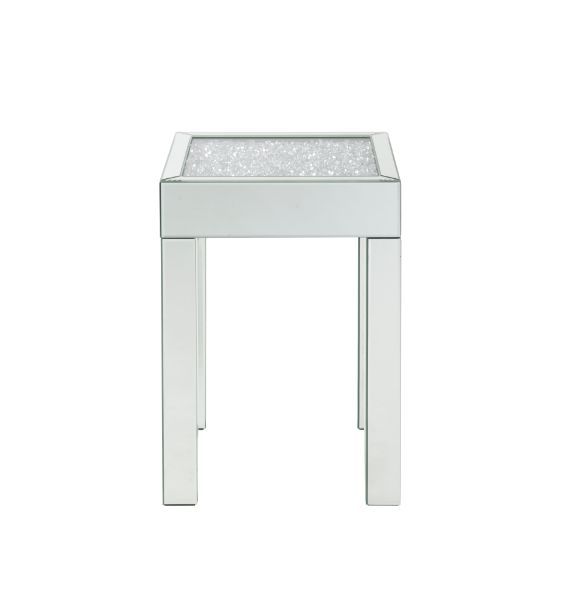 Noralie - 16" Square End Table With Glass Top - Mirrored & Faux Diamonds - R&R Furniture Gallery (Fountain Valley, CA)