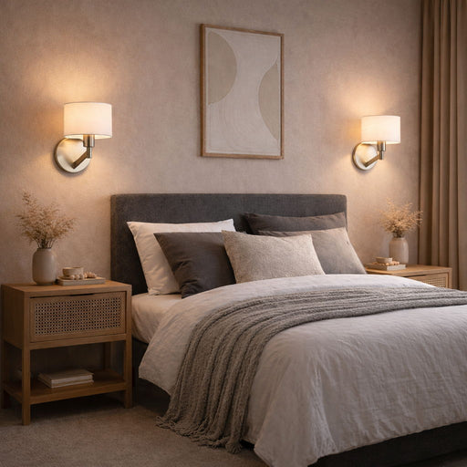 Nebula - Base Wall Lamp With Rotary Switch Shade - Brushed Nickel / Silver / White - R&R Furniture Gallery (Fountain Valley, CA)