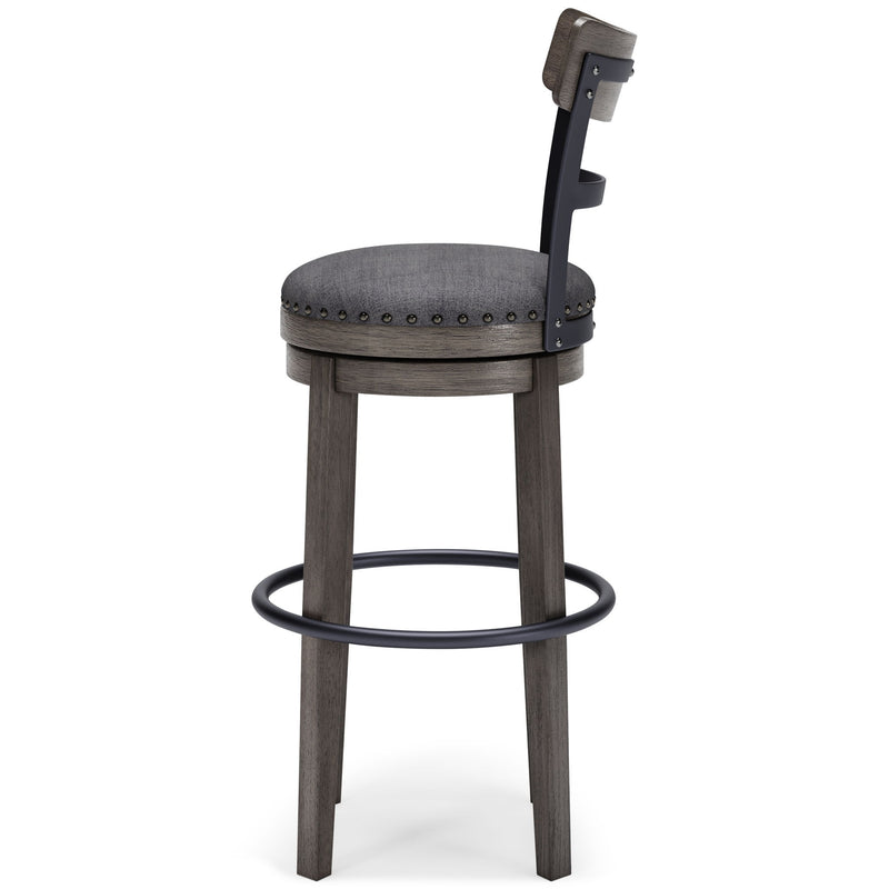 Caitbrook - Tall UPH Swivel Barstool - Gray - R&R Furniture Gallery (Fountain Valley, CA)