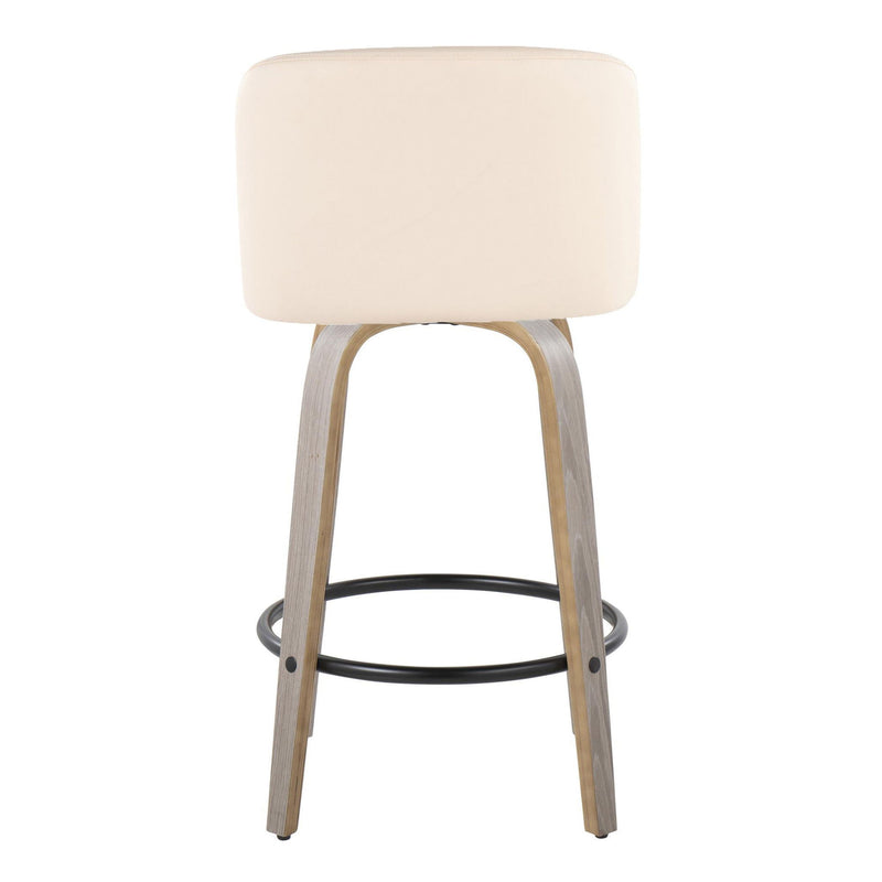 Toriano - Contemporary Fixed Height Counter Stool With Swivel & Round Footrest (Set of 2) - R&R Furniture Gallery (Fountain Valley, CA)