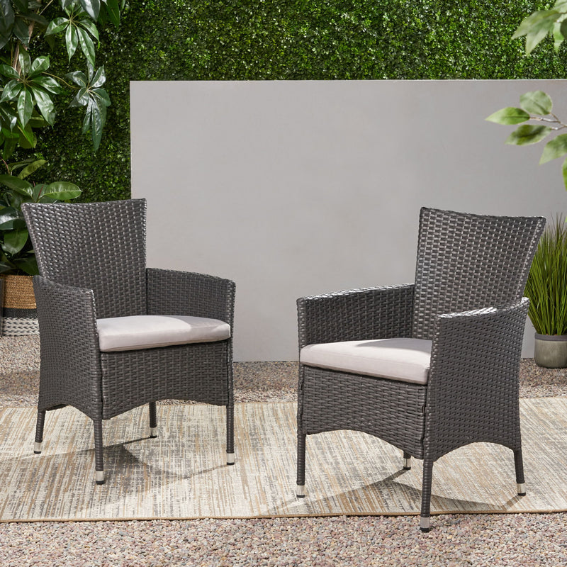 Dimensional Outdoor Dining Chair With Cushion Seat And Iron Frame (Set of 2) - R&R Furniture Gallery (Fountain Valley, CA)