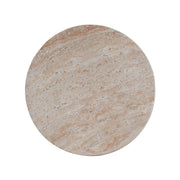 Noble House beige lightweight concrete side table with travertine surface, suitable for outdoor and indoor use.